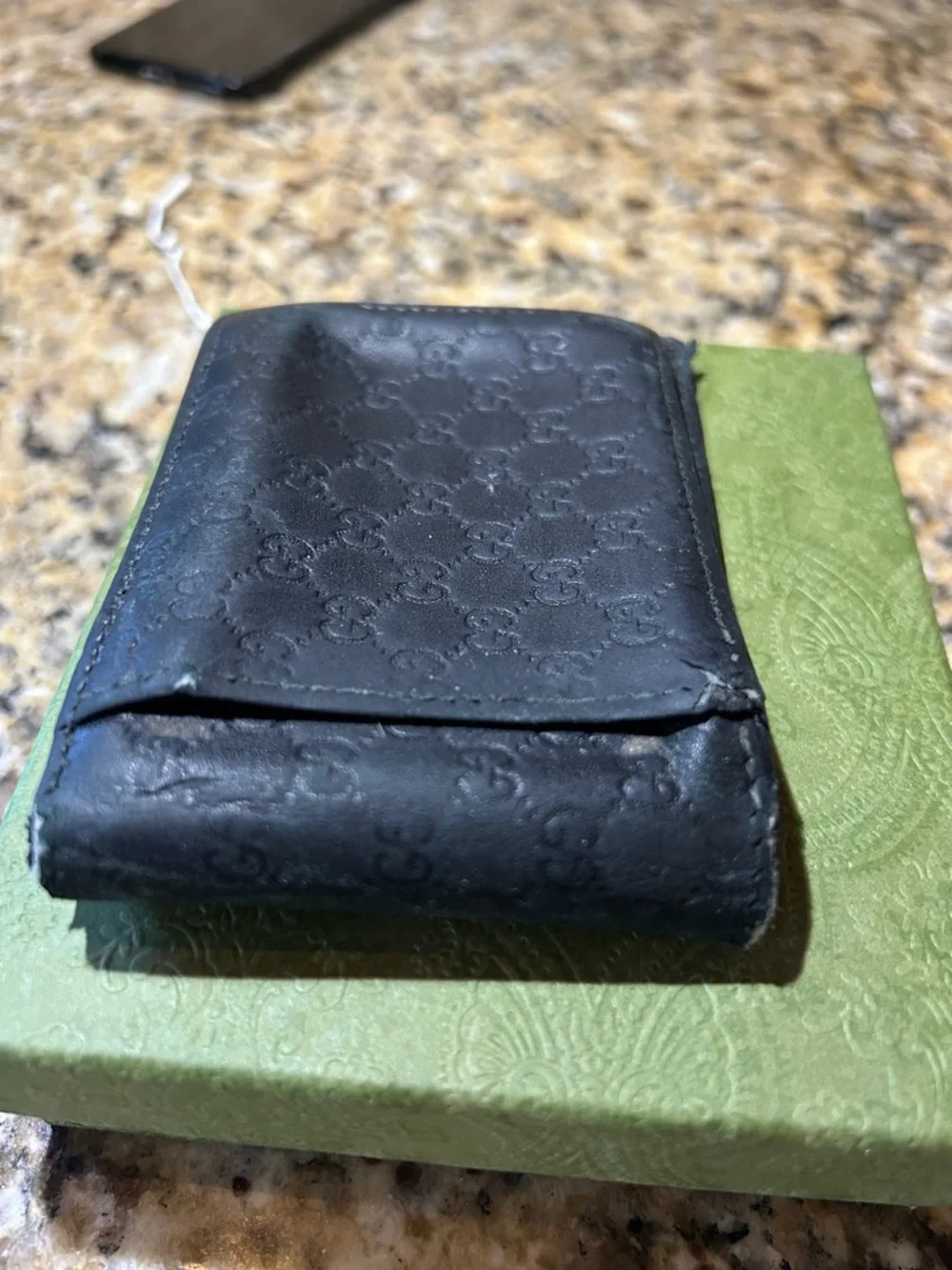Gucci Black Leather Money Clip with Subtle GG Monogram